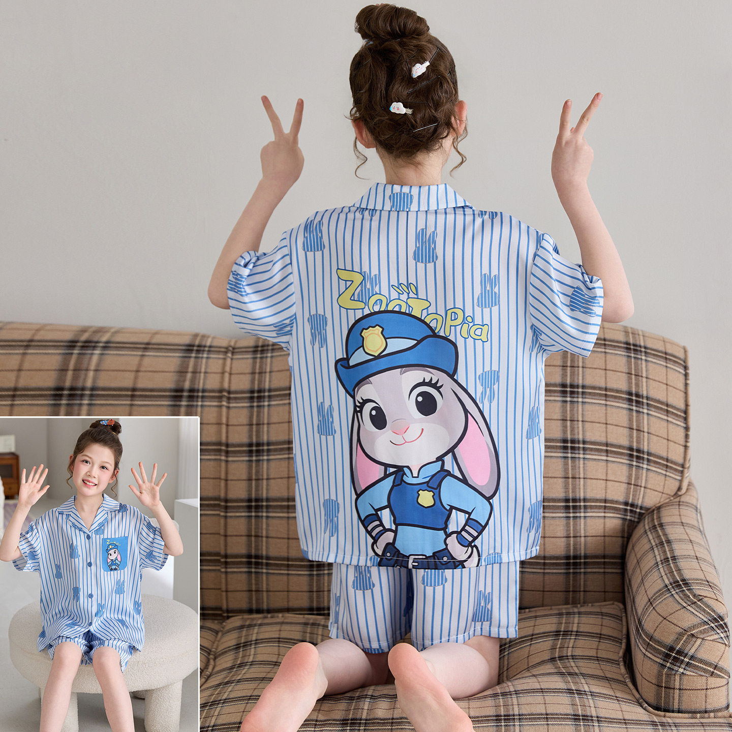 女孩夏季短袖冰丝学生甜美家居服