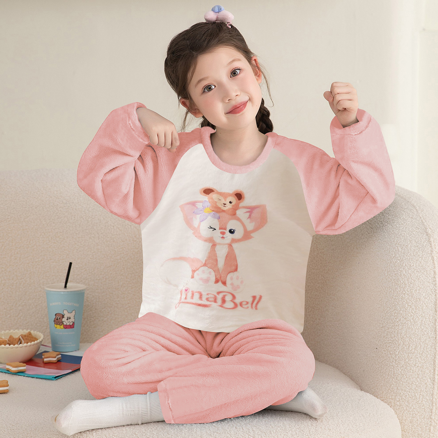 女童珊瑚绒秋冬季玲娜贝儿家居服