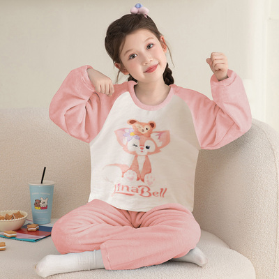 女童珊瑚绒秋冬季玲娜贝儿家居服