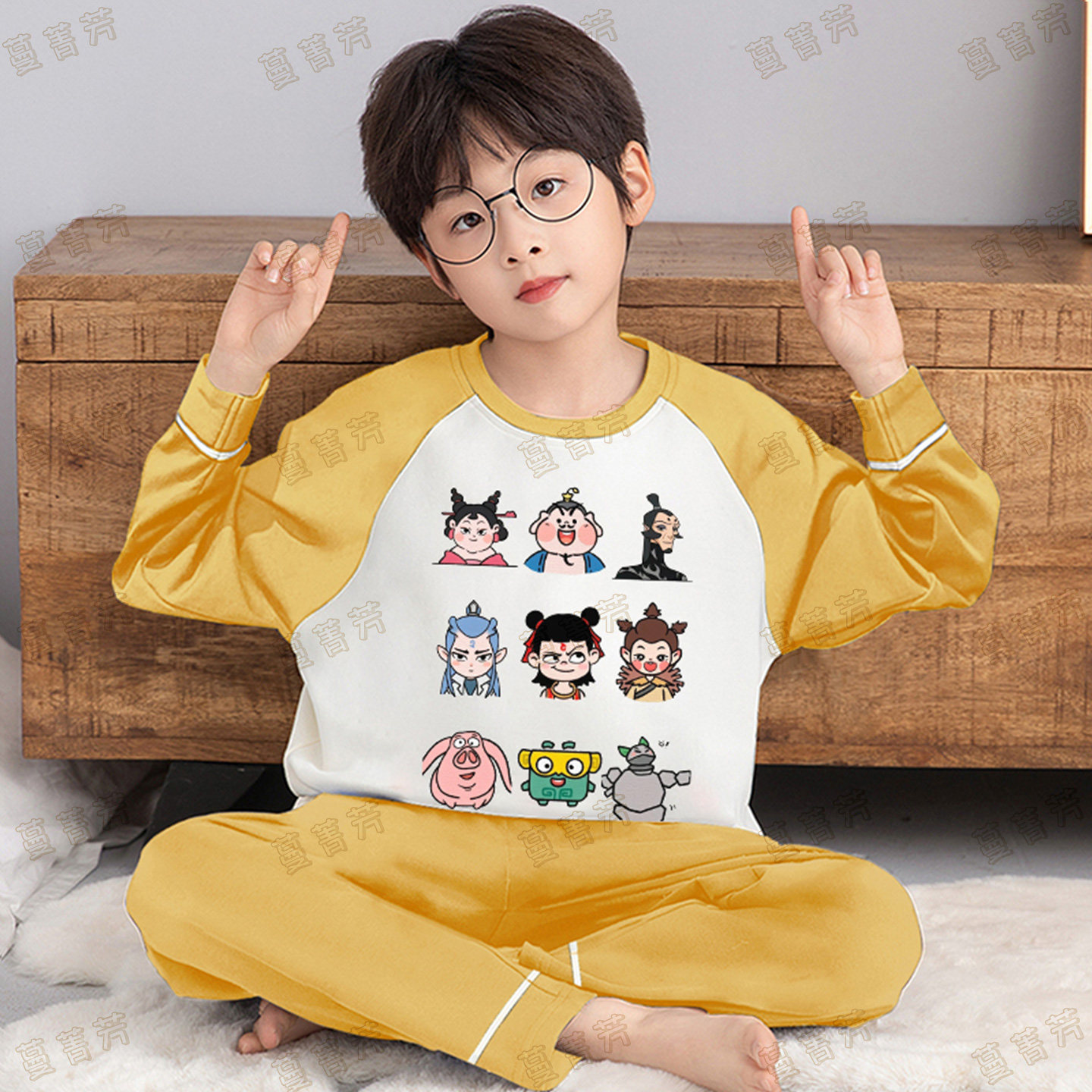 哪吒敖丙睡衣春秋季男童纯棉套装