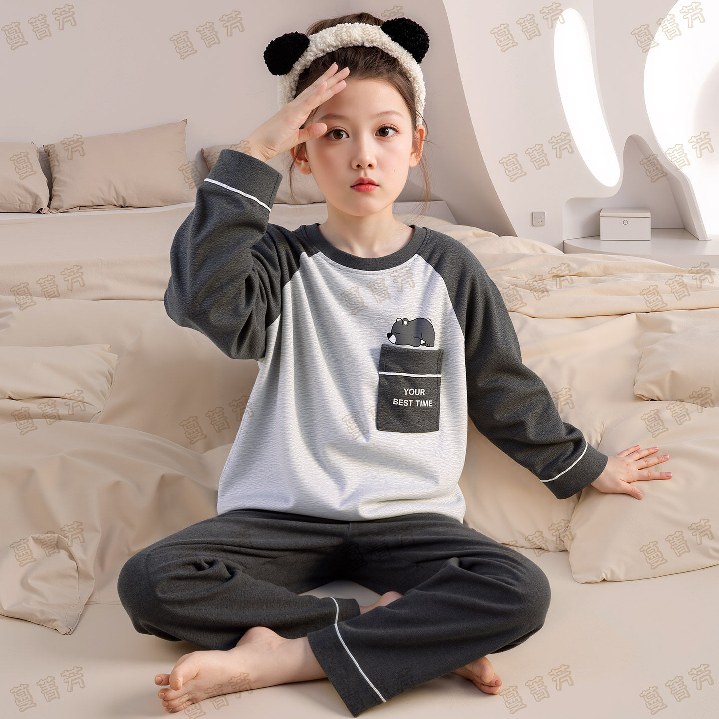 儿童家居服女童纯棉长袖睡衣薄款秋装中大童小熊宝宝亲子装空调服,童装/婴儿装/亲子装,家居服套装,淘宝优惠券,粉丝福利购,淘宝优惠卷