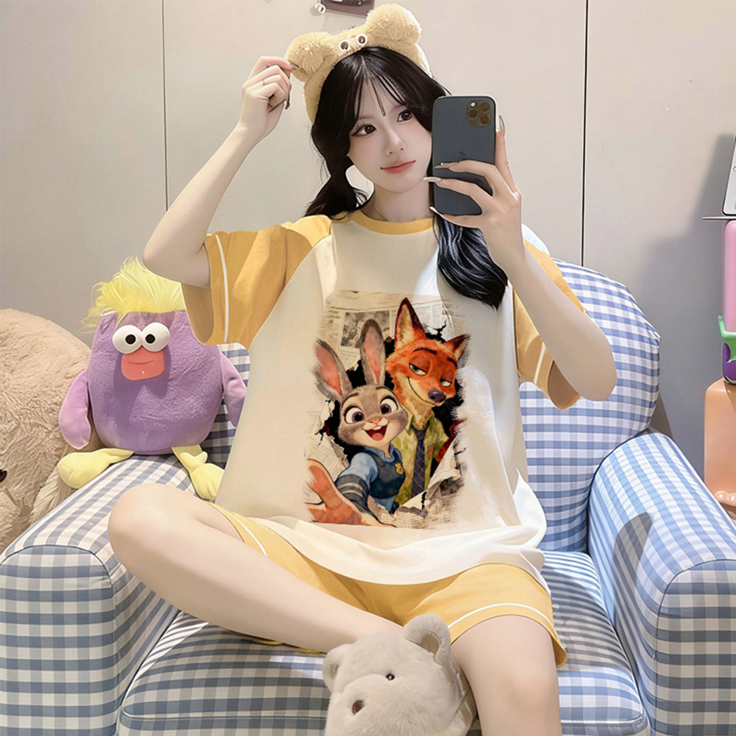 少女夏季纯棉凉感短袖卡通家居服