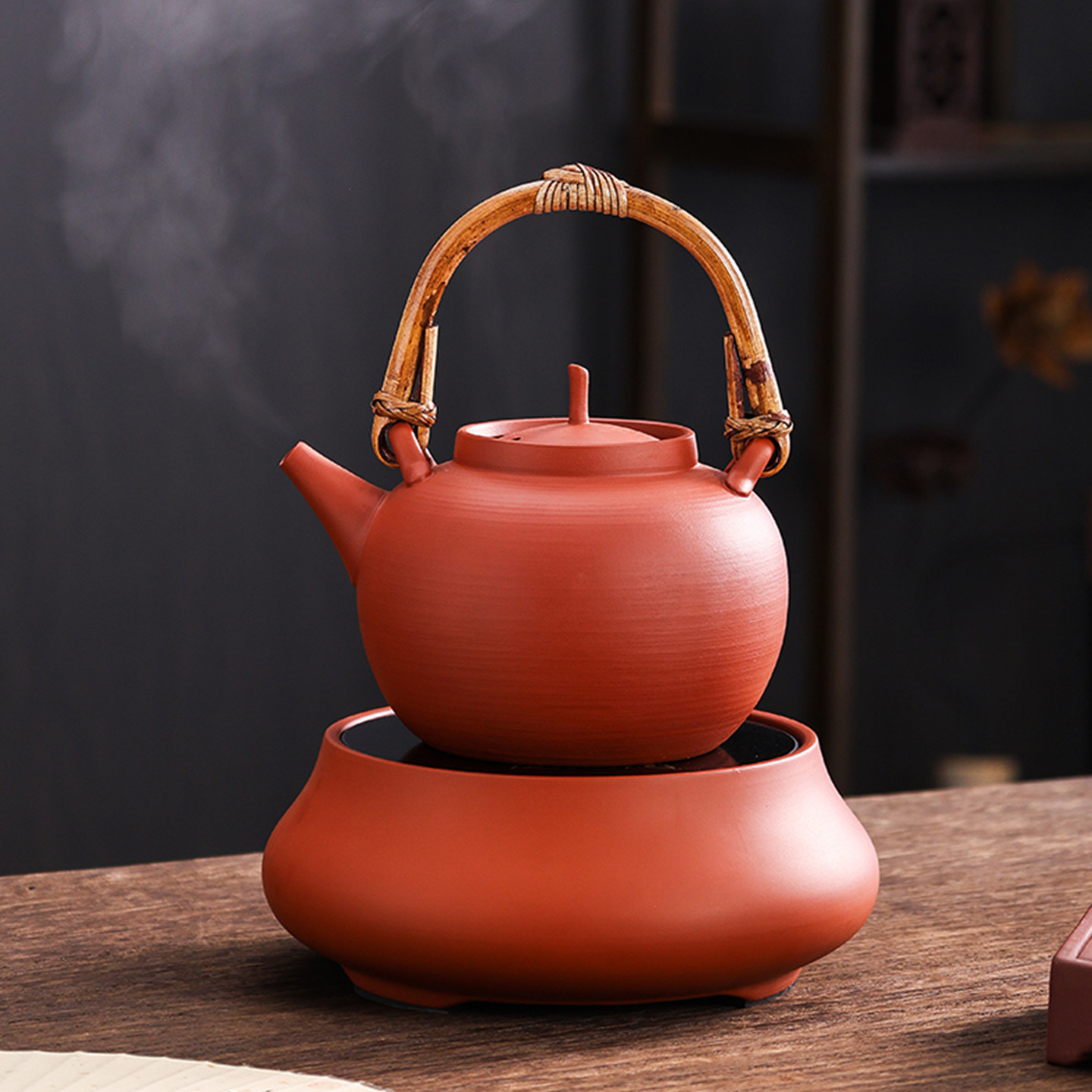 电陶炉薄胎红泥沙铫壶煮茶器侧把提梁壶陶壶烧水煮茶炉茶壶套装,特色手工艺,竹编/竹雕,淘宝优惠券,粉丝福利购,淘宝优惠卷