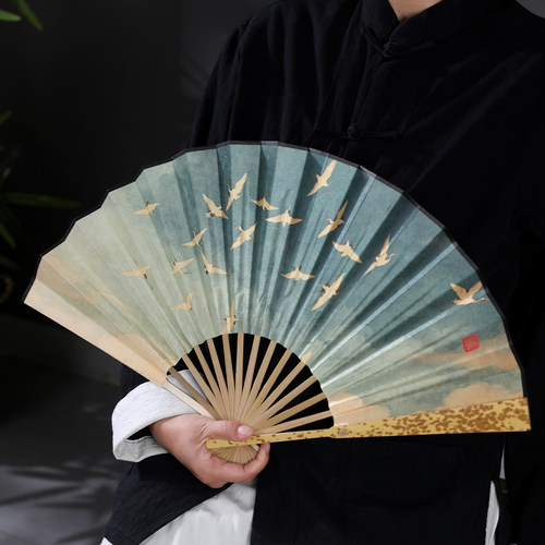 湘妃竹折扇文玩古风竹扇子宣纸扇