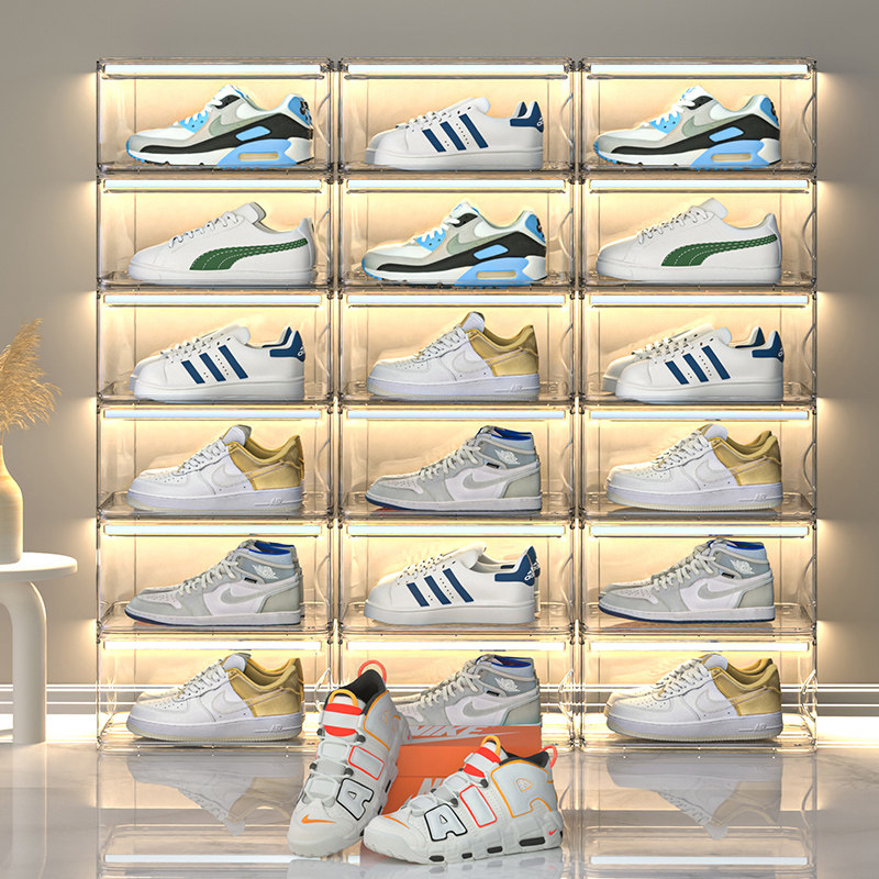 速发柜塑料鞋盒收纳盒神明鞋架抽屉式鞋硬收纳透器装鞋子省空间折