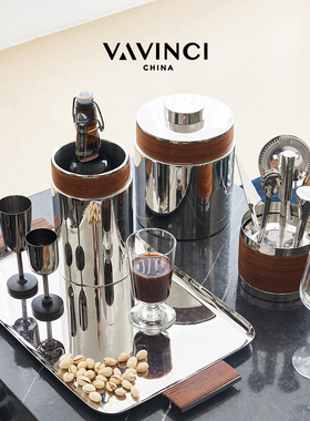 速发新品欧式轻奢锈不钢冰桶间盘摆件样板间餐厅茶水托酒吧台工具