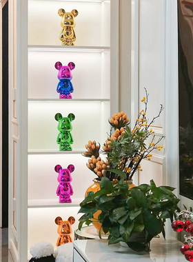 速发摆播间装饰品电镀熊存钱件直罐客厅电视柜酒柜爱心熊