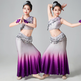 速发傣族舞蹈双出服儿童少儿西演版纳服装艺考剧目独渐童舞变裙子