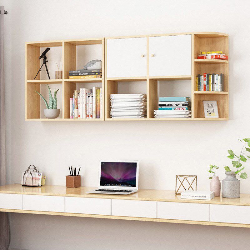 速发墙上置物卧壁挂柜墙面收纳壁式悬空书架柜子客厅架室带转角吊