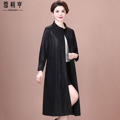 速发精品中色风衣中长款2025年新款韩黑流行气质版年妈妈装外套