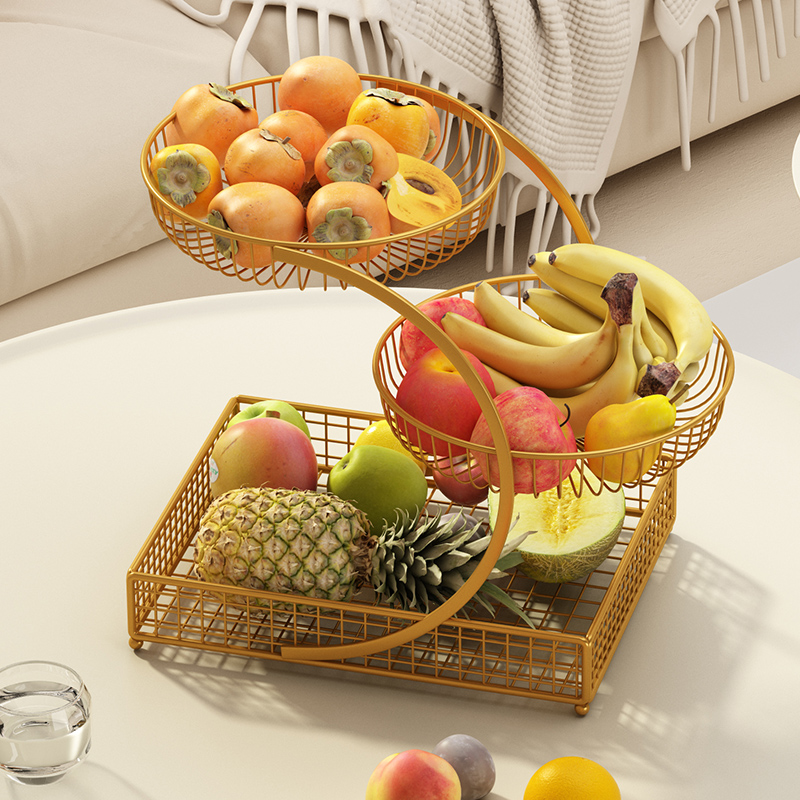速发果盘几厅家用茶果多层水果篮筐桌面零食摆放盘水客置物架轻奢
