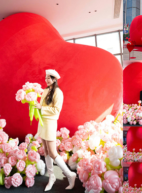 速发长日绒红色爱心型模情人节毛商场打卡点装饰美陈列活动布置