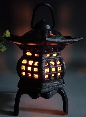 速发铸台油灯仿古烛铁茶室灯塔铁器六摆复古怀旧装饰角件民俗老物