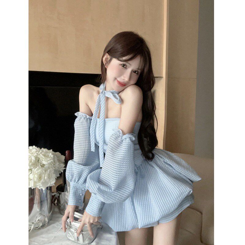 速发辣蓬气质时尚春夏收腰身紧抹胸上衣蓬妹半身短裤裙子套装两件