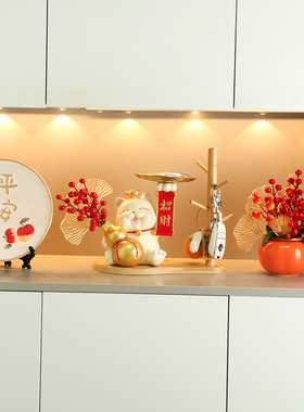 速发招财猫收纳玄关摆件入户柜家居鞋柜电视门装饰品乔迁礼居新物