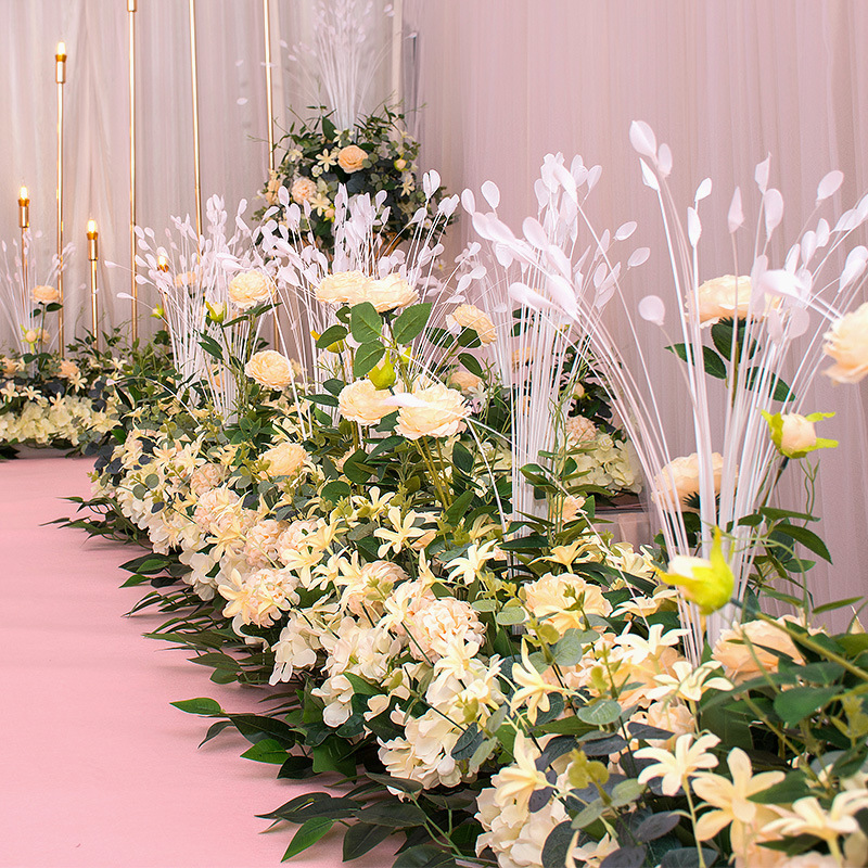 速发婚庆布置装饰花T迎宾引花墙排花路区排台花艺婚礼背景墙