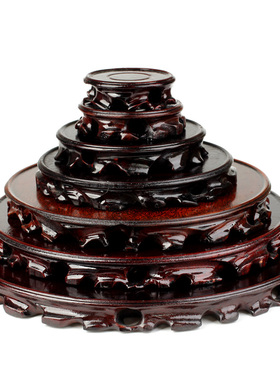 速发实木底座圆形昌质旋转底座龟木塔金蟾龙文木座木托底座工艺品