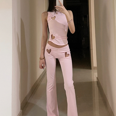 【消烦局长】「季节限定」卡戴珊Cotton·情人节修身微喇爱心长裤