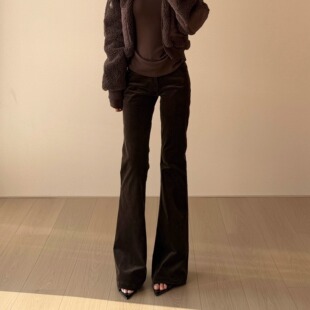 女士长裤 ·灯芯绒复古中腰百搭休闲微喇裤 直腿神裤 子 消烦局长