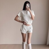 套装 绵云系列·夏季 消烦局长 休闲宽松运动白色卫衣女短裤