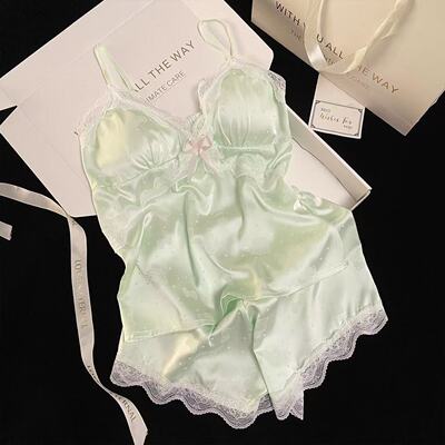 高级感韩版HelloKitty冰丝睡衣女款夏季天吊带短裤两件套装家居服