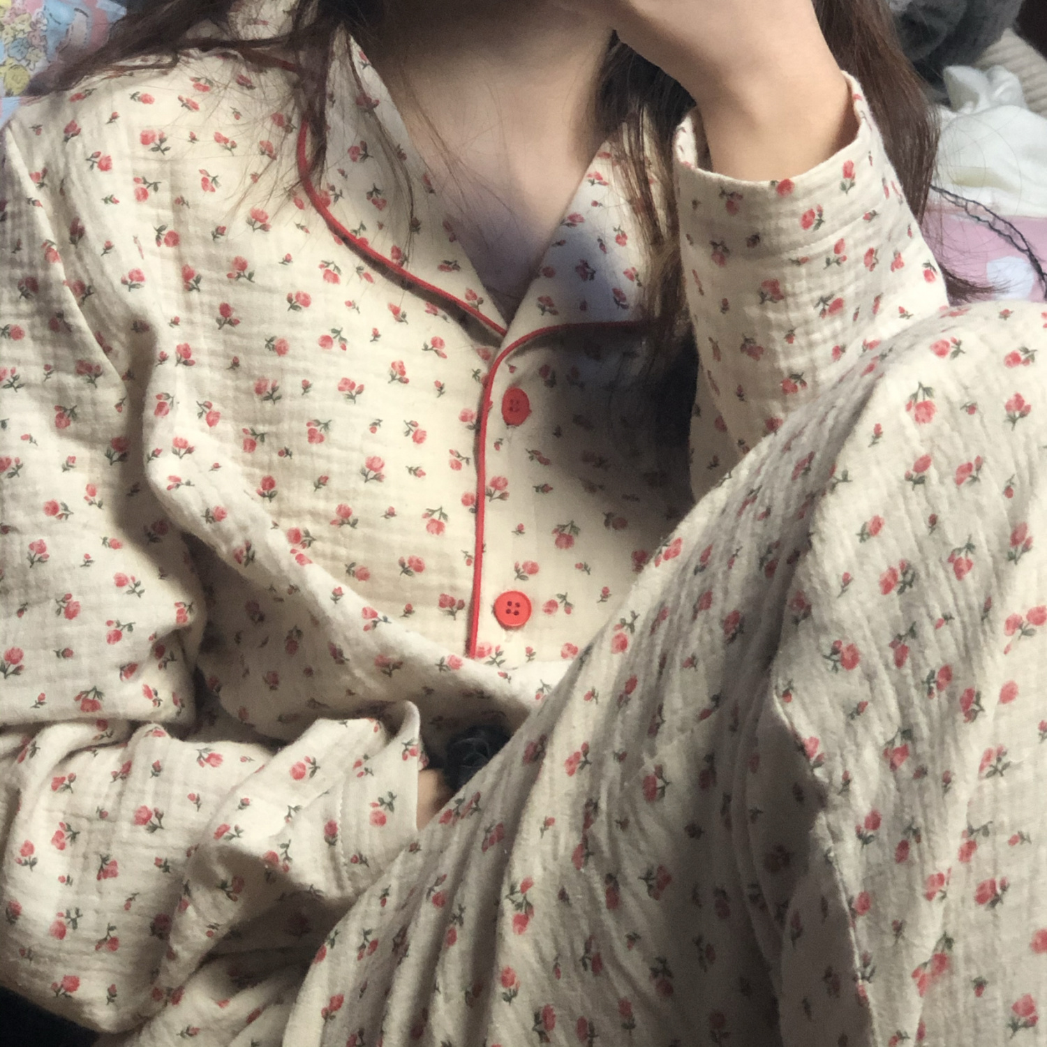 日系ins婴儿纱布睡1衣女秋冬甜美高档碎花春季学生情侣装泳衣套装 日系ins婴儿纱布睡1衣女秋冬甜美高档碎花春季学生情侣装泳衣套装