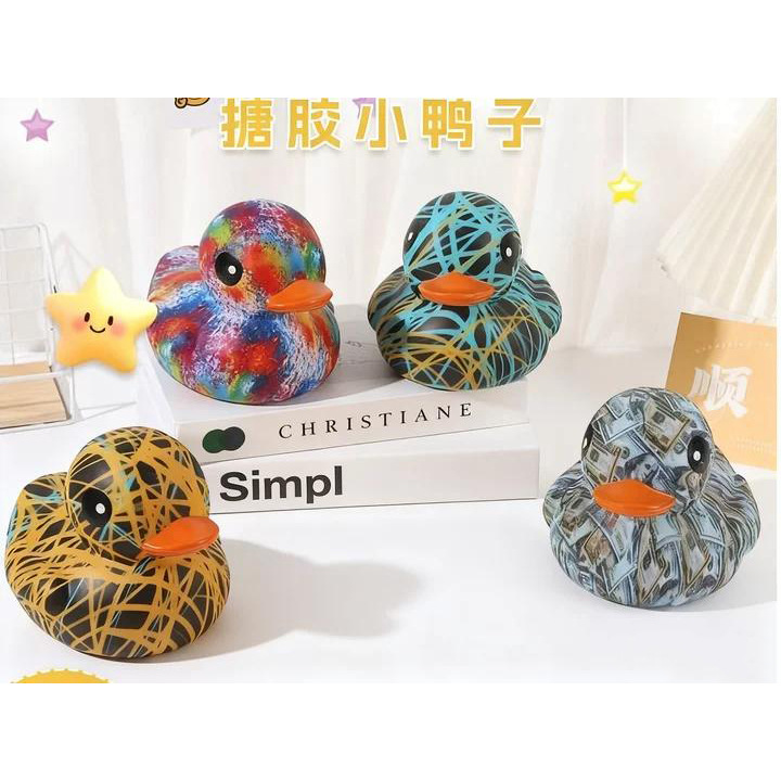 日本无印创意搪胶小鸭子玩具个性精美彩绘解压捏捏乐趣味家居桌面