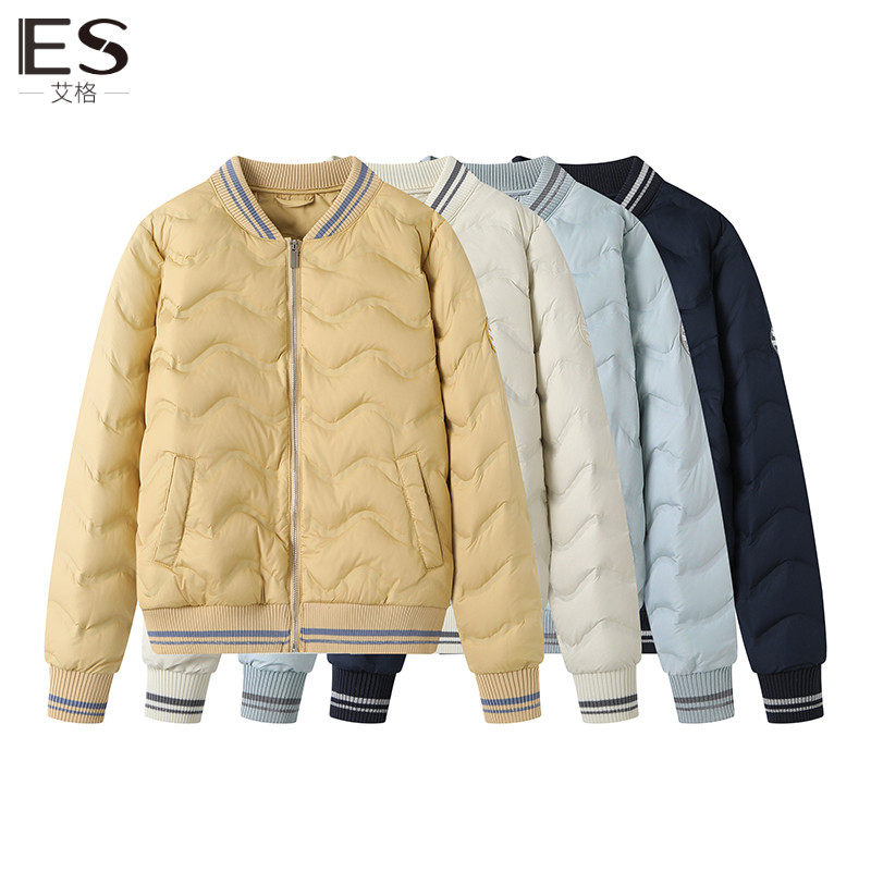 艾格ES羽绒服女2023秋冬季新款轻薄白鸭绒短款爆款时尚夹克外套女