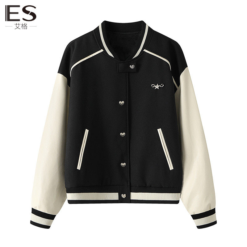Etam/艾格ES棒球服外套女2023秋季新款设计感宽松显瘦夹克上衣