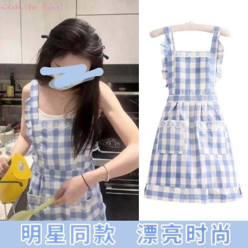 明星同款围裙2024新款网红做饭家用厨房防水纯棉女士漂亮时尚蕾丝