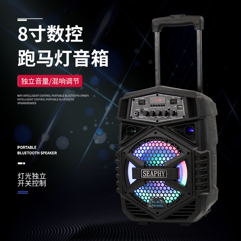 TrolleySpeaker拉杆音响户外广场舞K歌便携式拉杆手提8寸蓝牙音箱