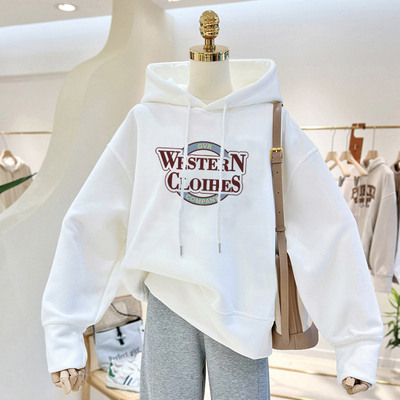 学生字母小个子韩系连帽卫衣女潮