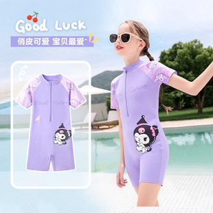 新款 女童海边游玩游泳衣 儿童泳衣可爱卡通连体平角泳衣度假泳装