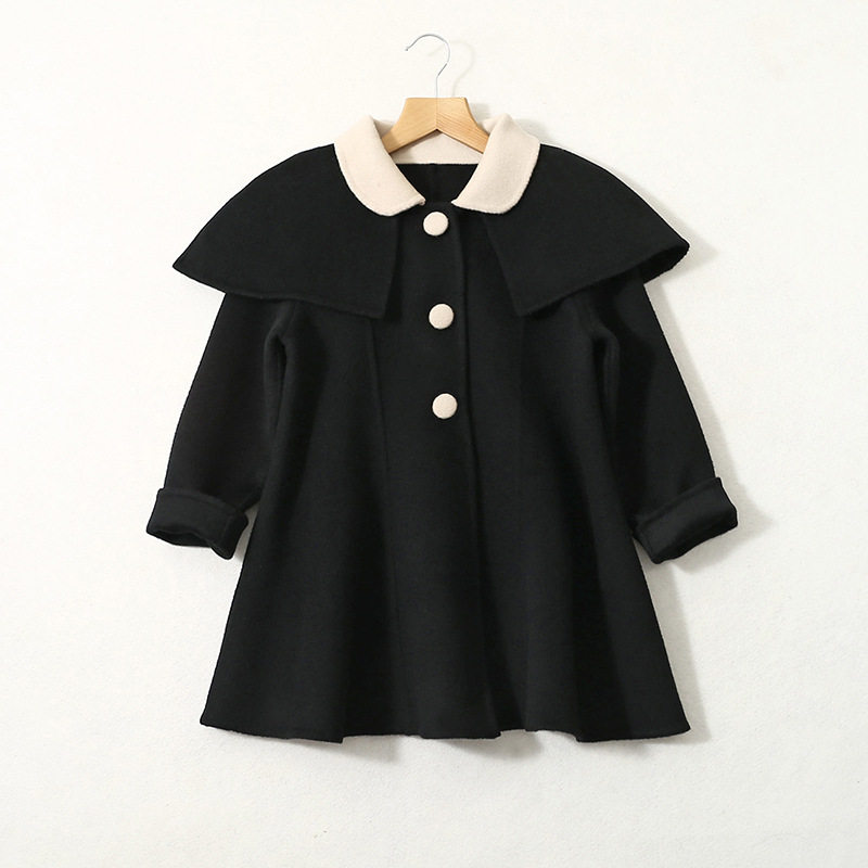 2025新款复古女童双面羊绒大衣100%羊毛儿童毛呢外套赫本风斗篷黑,童装/婴儿装/亲子装,呢大衣,淘宝优惠券,粉丝福利购,淘宝优惠卷