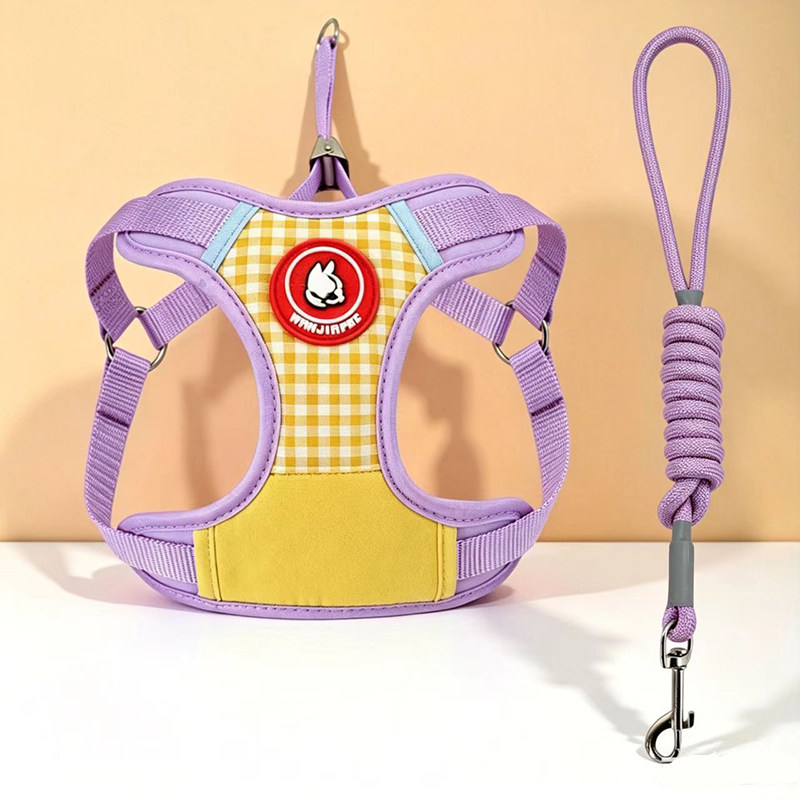 狗狗外出工字型胸背带比熊泰迪小型幼犬牵引绳遛狗绳子狗链子