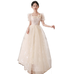 晚礼服女2025新款气质宴会主持人高中生毕业成人连衣裙高级感短袖