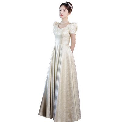 年会晚礼服小众轻奢泡泡袖高级感