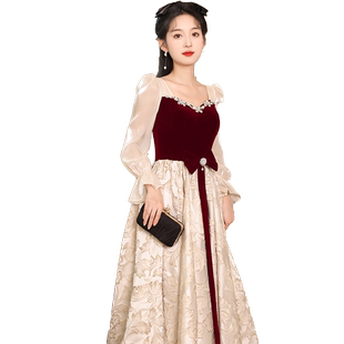 敬酒服新娘2025新款秋冬长袖订婚礼裙结婚当天便装高级感气质礼服