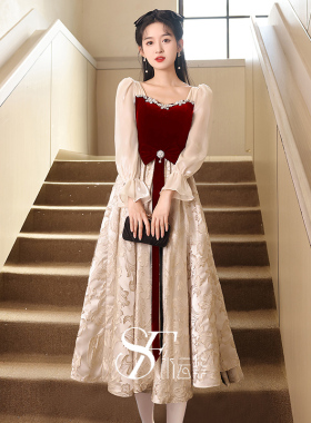 新娘敬酒服2026新款春夏中长款高级感订婚礼裙显瘦结婚回门礼服女