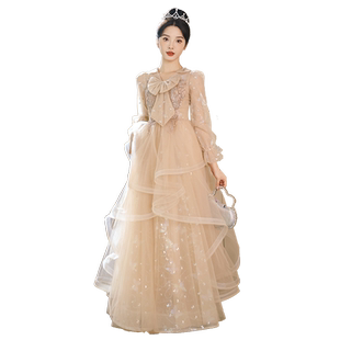 艺考晚礼服女秋冬2025新款轻奢小众高端气质高级感年会连衣裙长袖