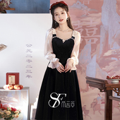法式 宴会轻奢小众高端大气黑色名媛高级感连衣裙 晚礼服女2026新款