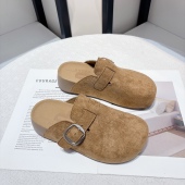 女2025年秋季 新款 外出女士包头半拖鞋 厚底勃肯鞋 百搭一脚蹬博肯鞋