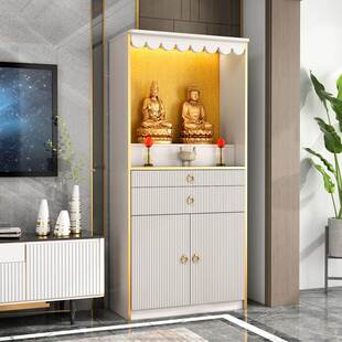 9W佛龛白色经济型佛柜立柜带门观音神台供桌家用柜实木新中式
