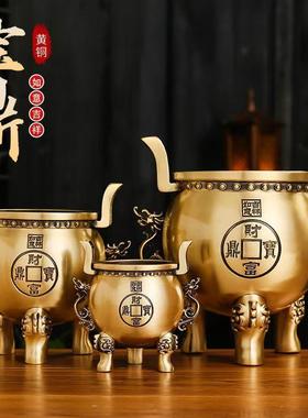 铜香炉大号摆双龙家用龙炉件堂佛堂寺庙祠黄铜香YAH香炉摆件