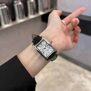 卡帝豪高颜值商务风方形小表盘女士手表真皮表带石英表防水送礼物