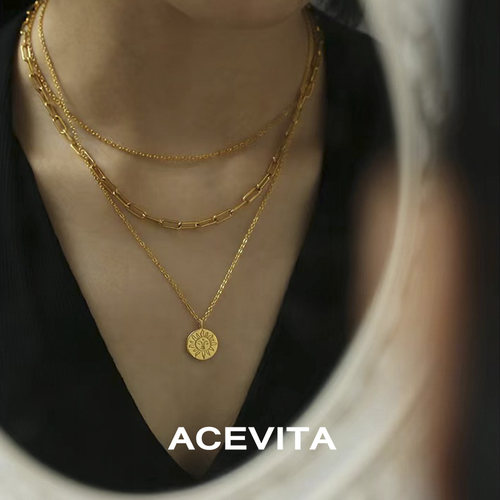 ACEVITA网红潮流太阳花吊牌项链