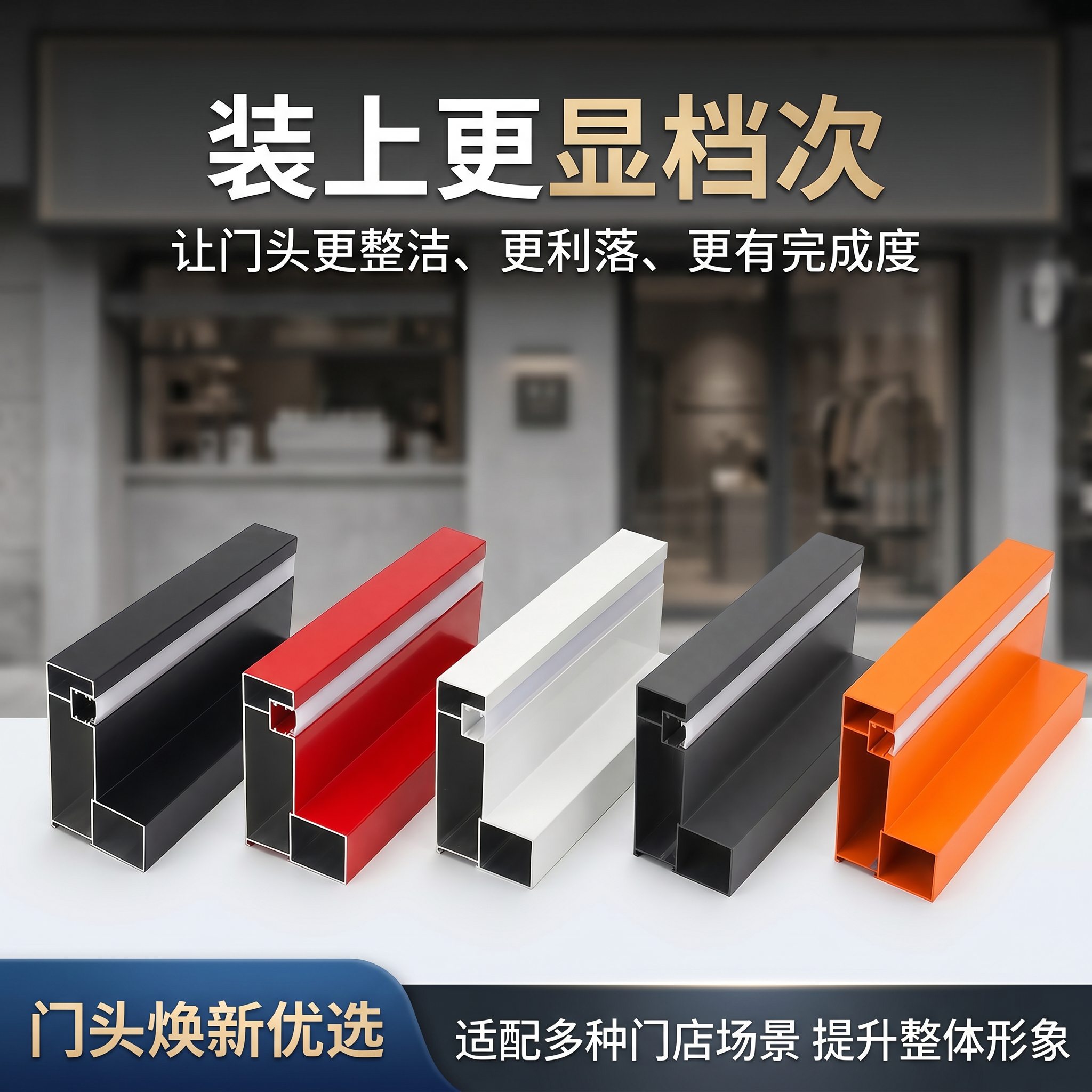 商铺发光字门头型材长城板波浪板门头招牌包边扣板边框铝合金型材