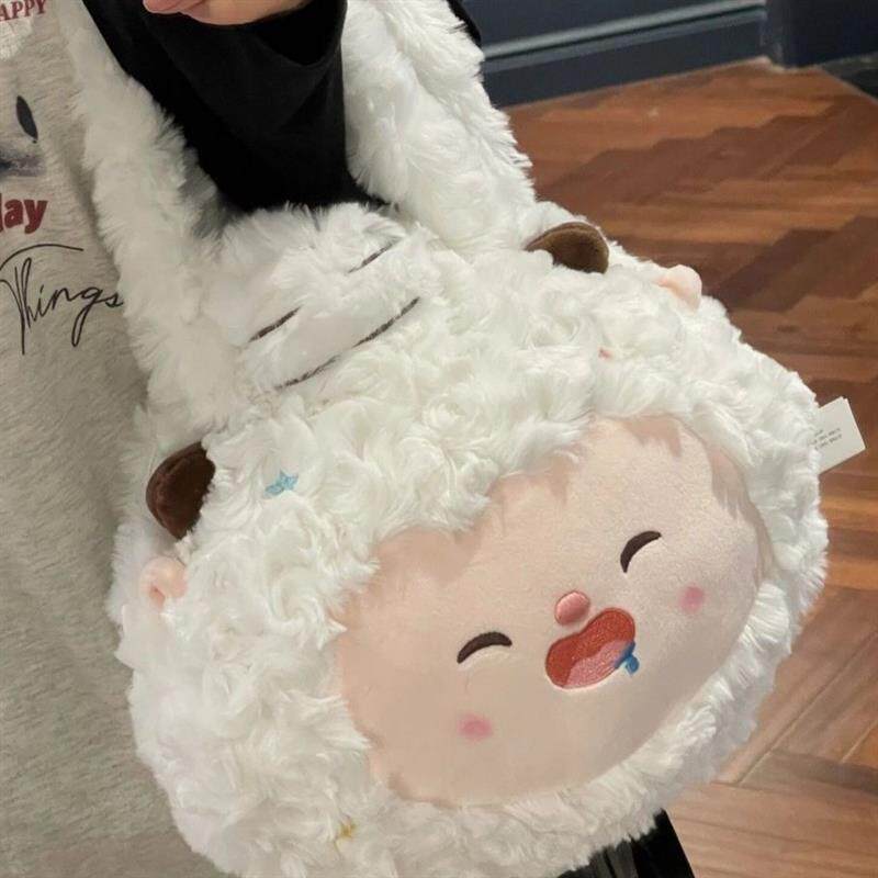 喜羊羊与灰太狼懒羊羊同款包包毛绒玩偶背包公仔女儿童斜挎包书包