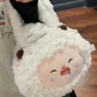 喜羊羊与灰太狼懒羊羊同款包包毛绒玩偶背包公仔女儿童斜挎包书包