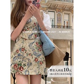 复古宫廷风提花修身 SourceWithU 泰勒画展 背心女精致辣妹半身裙